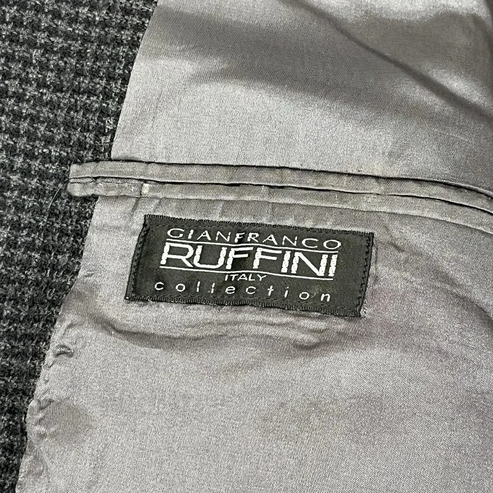 Gianfranco Ruffini Italy Blazer 100% Wool Dark Tan Gray Houndstooth‎ Mens SZ 44R